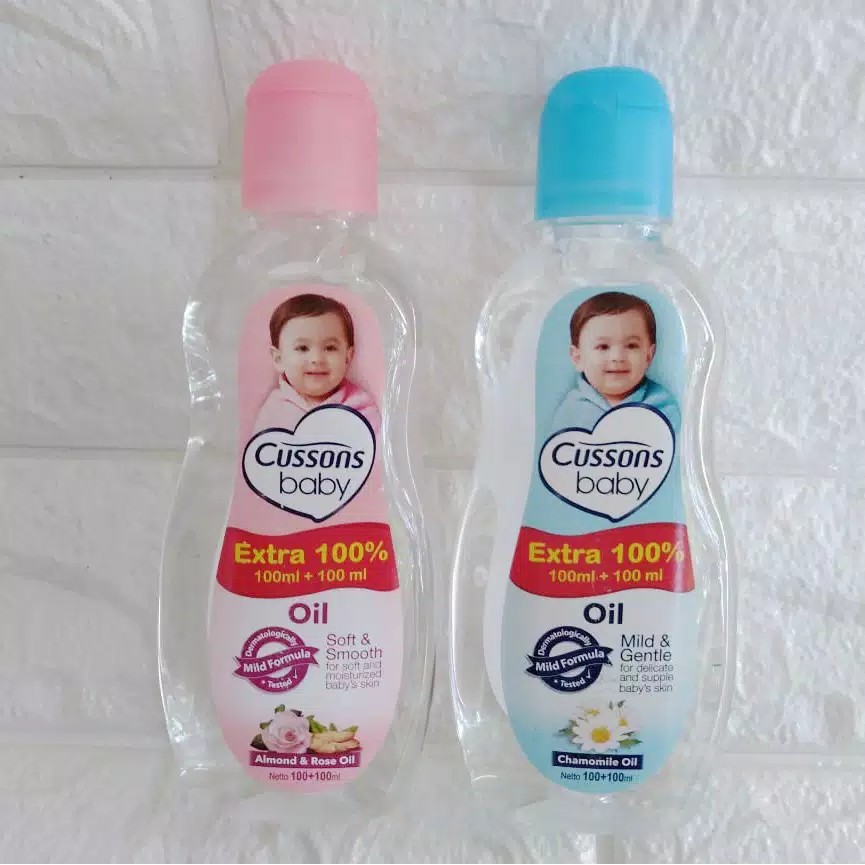 Baby Oil CUSSONS 100+100ml Minyak Pijat Urut Bayi Mild &amp; Gentle Soft Smooth pink biru