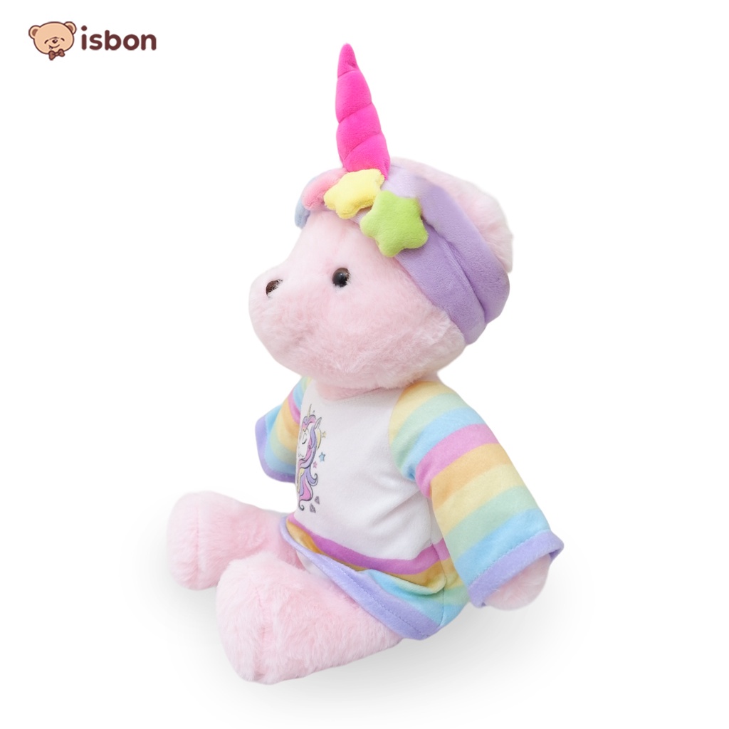 Boneka Beruang Bear Mungil Sit La Unicorn With Baju Pelangi Warna Warni Bahan Premium By Istana Boneka