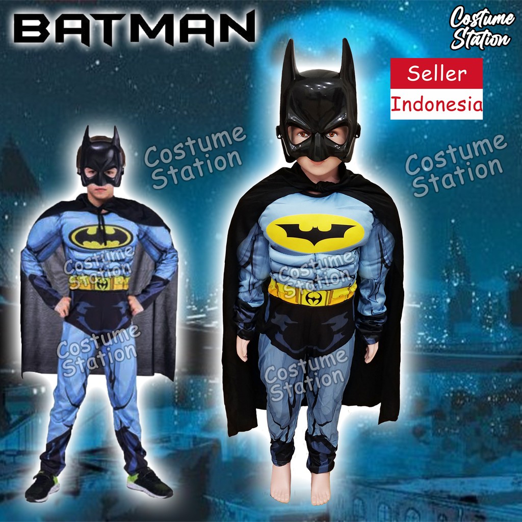 Kostum Superhero Batman Blue / Costume Bat man Biru DC Justice League anak laki