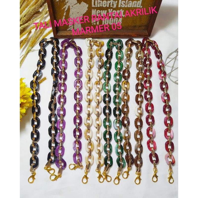 TALI MASKER /TALI HIJAB/KALUNG RANTE AKRILIK MARMER 05 AYU TINGTING READY SEMUA WARNA