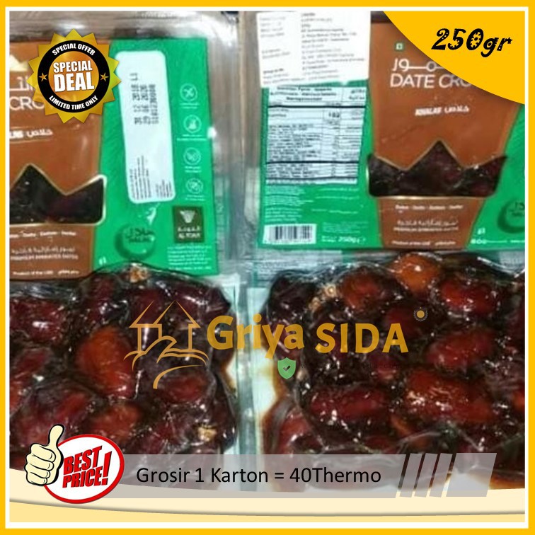 Kurma Date Crown Khalas 250grm Kualitas Original Vacuum