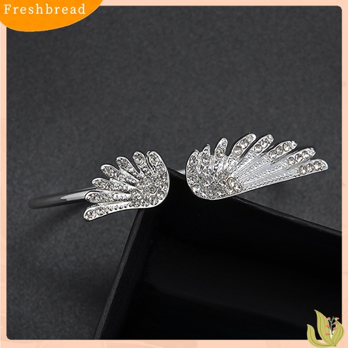 [TERLARIS]Women's Fashion Silver Color Rhinestone Angel Wings Bangle Cuff Bracelet Jewelry