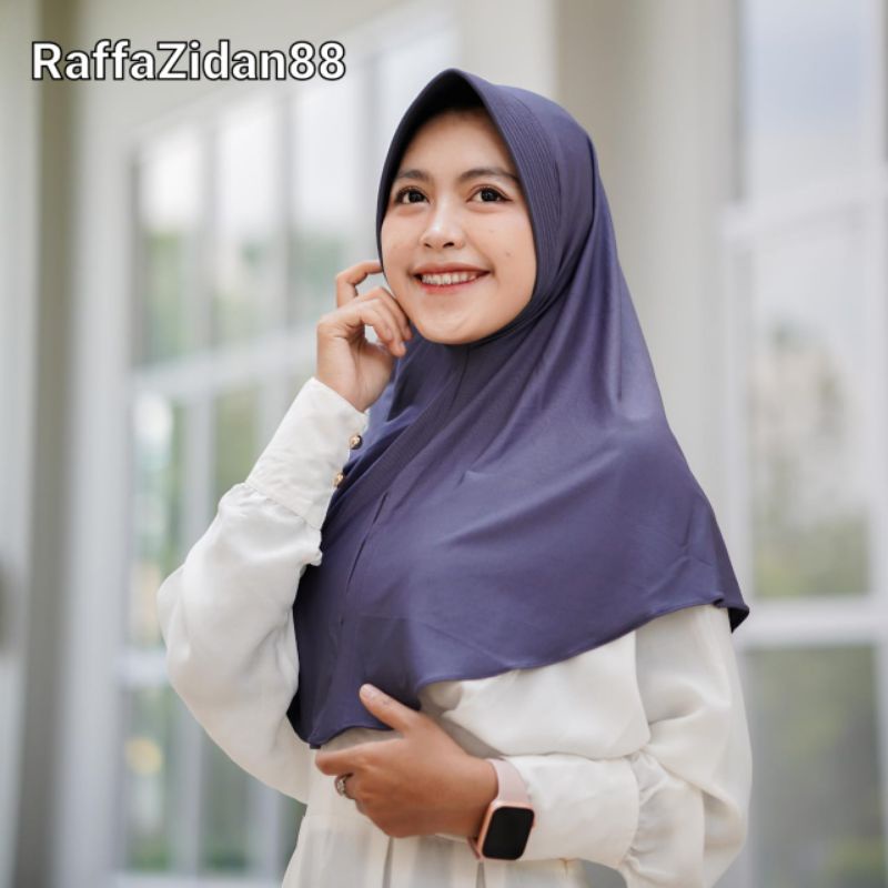Jilbab Bergo Hamidah Jersey | Bergo Sport Jersey Premium | Kerudung Sekolah Size M-DARKGREY