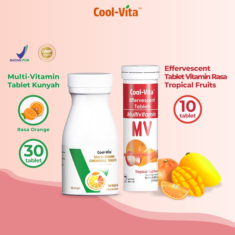 【PRE ORDER】CoolVita MultiVitamin Chewable (Kunyah) Suplemen Makanan Rasa Orange isi 30 Tablets-Tropical+chewable