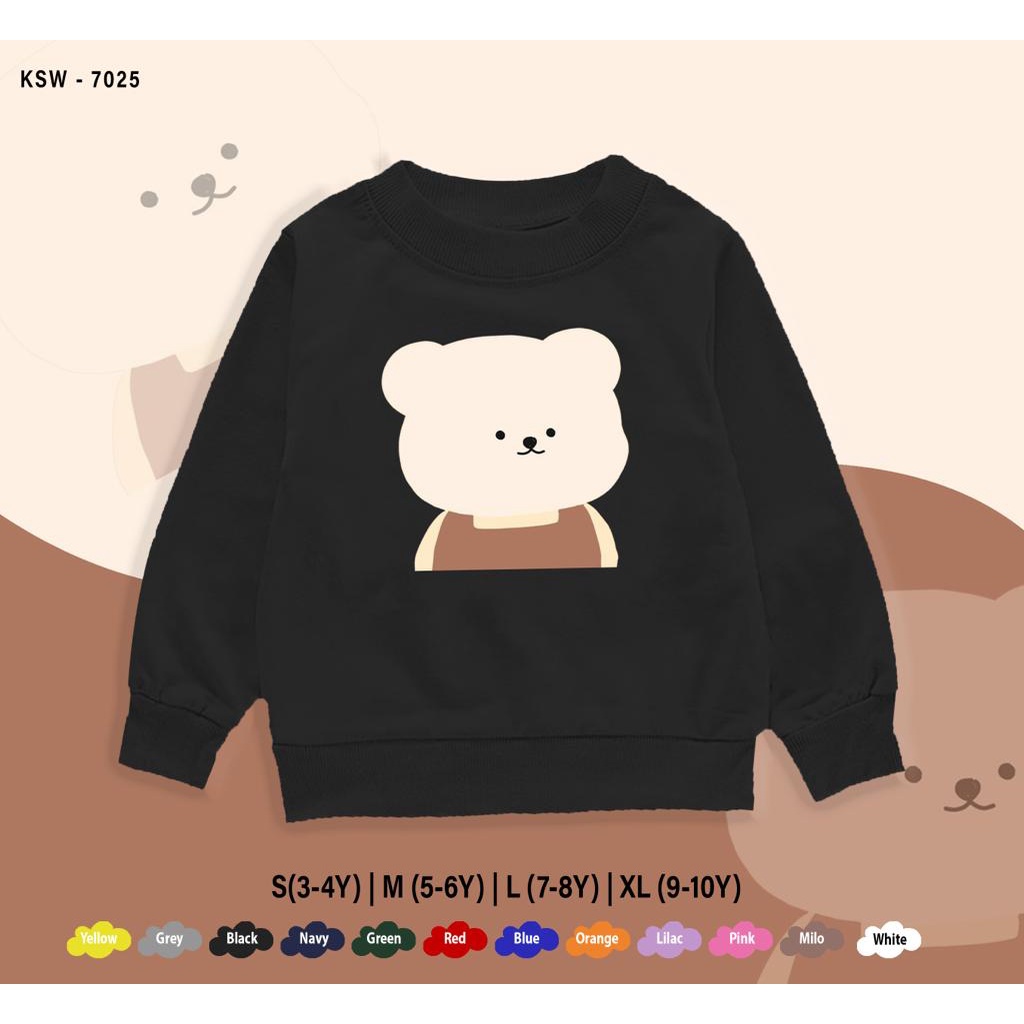 SWEATER KIDS / BEAR CUTE / 1-10 TAHUN / BAHAN FLEECE PREMIUM / ADEM / UNISEX / REAL PICTURE