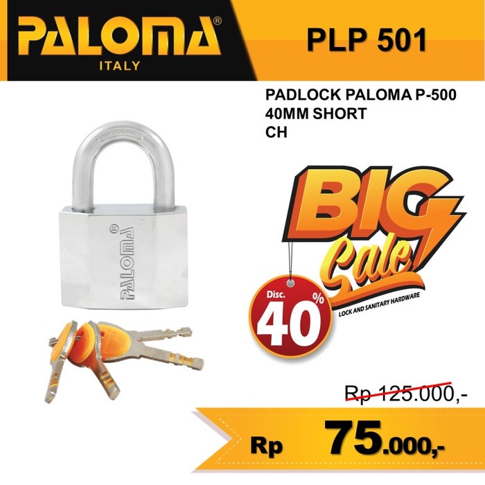 Paloma Gembok Kunci Padlock PLP 501 P-500 40MM Short CH