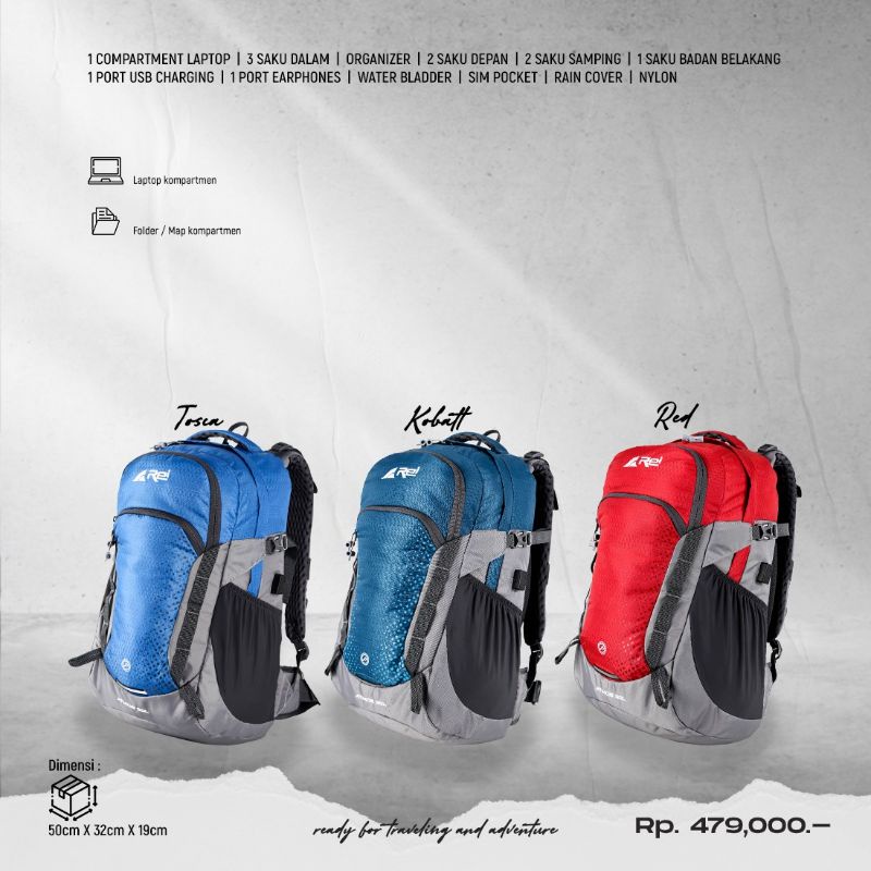 Tas Ransel Daypack Arei Atmos 30L Free Raincover