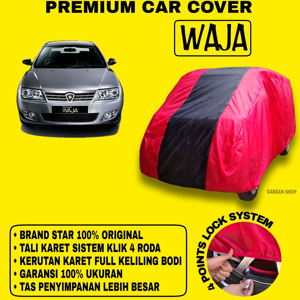 Body Cover WAJA MERAH HITAM Penutup Bodi Mobil Waja Waterproof PREMIUM