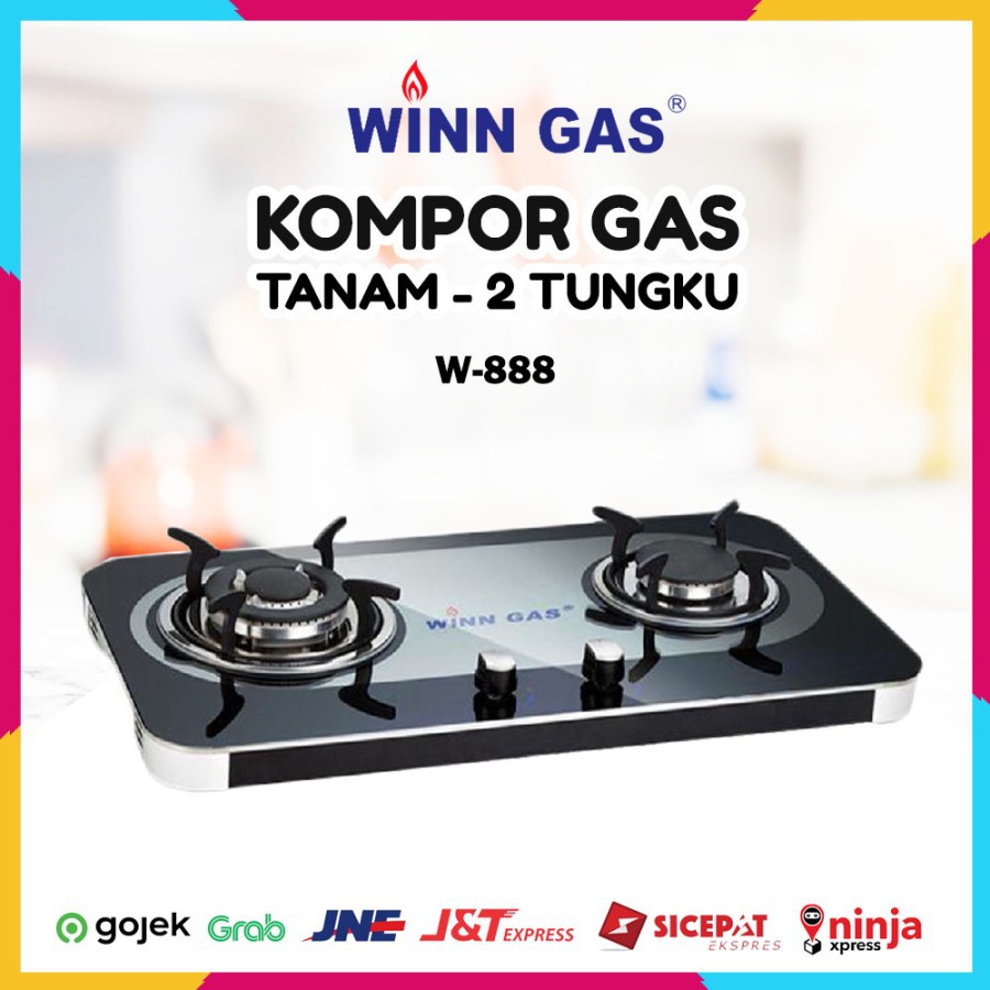 Kompor Gas Kaca Tanam 2 Tungku Winn Gas W888 / W-888