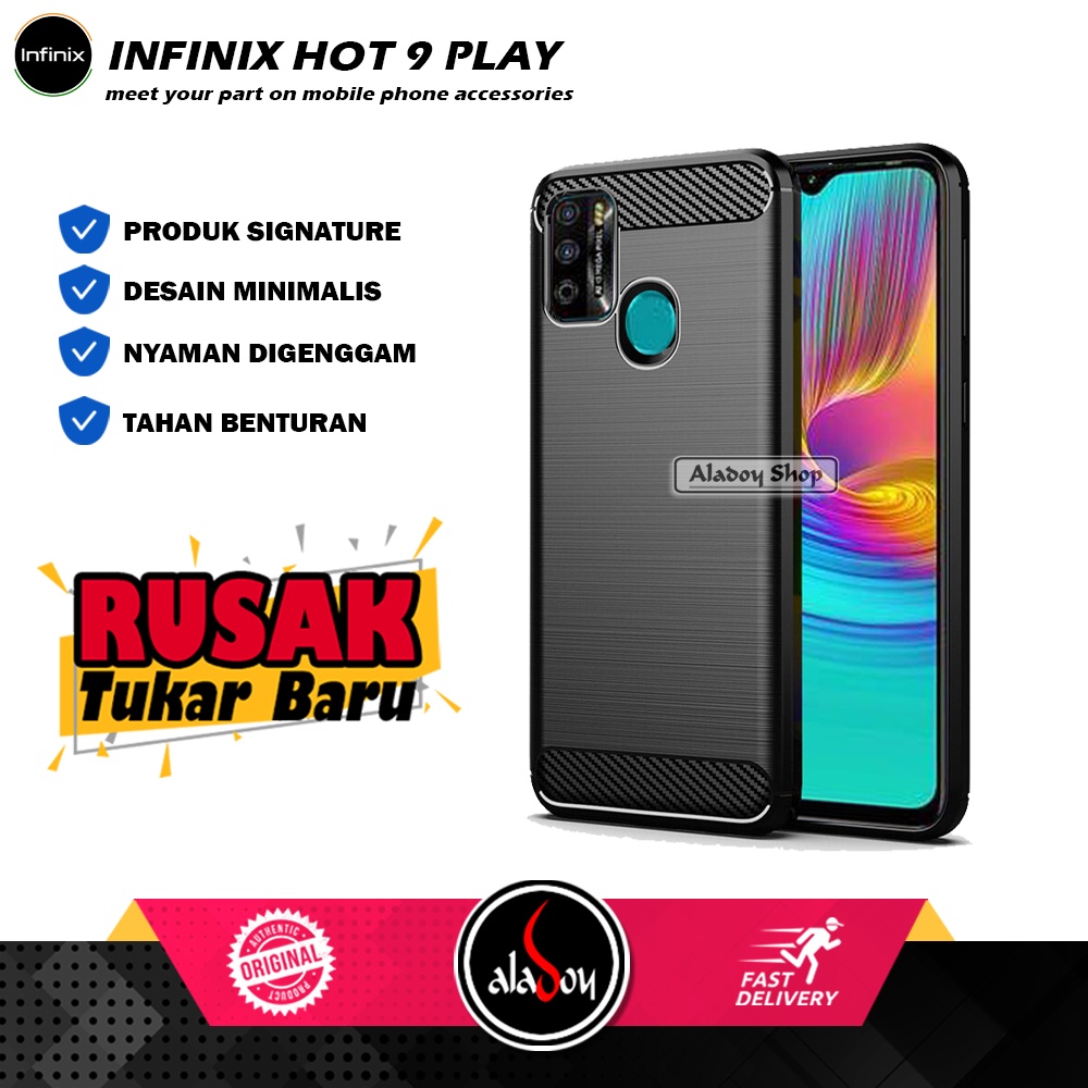 Case INFINIX HOT 9 PLAY New Softcase Carbon Premium Casing