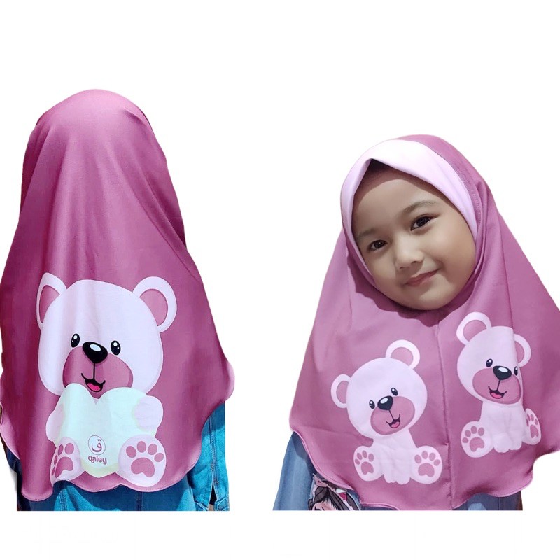 hijab instant motif teddy bear