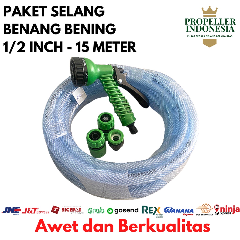 SELANG AIR 1/2 15M PAKET BENANG BENING/SELANG AIR TAMAN/SELANG SIRAM TANAMAN/ALAT SIRAM TANAMAN