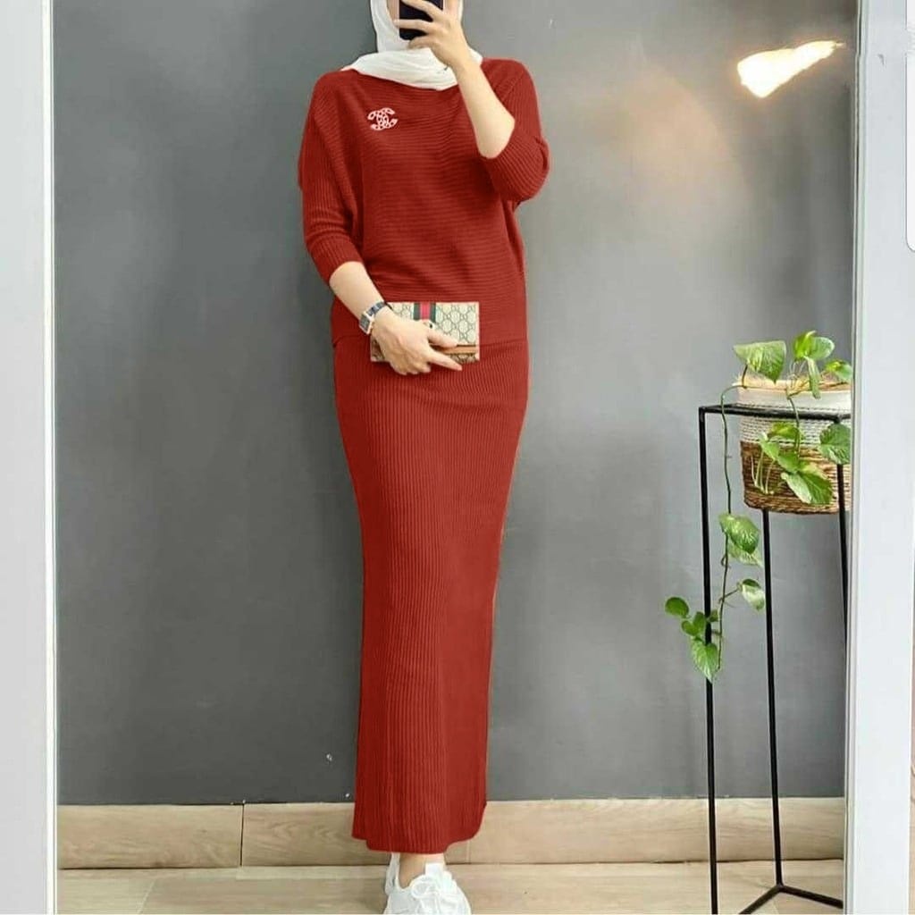 SET ROK AWKARIN, MANGO KNIT, SETELAN ROK