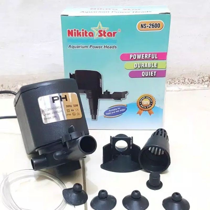 promo power head mesin pompa air aquarium aquascape nikita star 2600 2meter 2000L/H