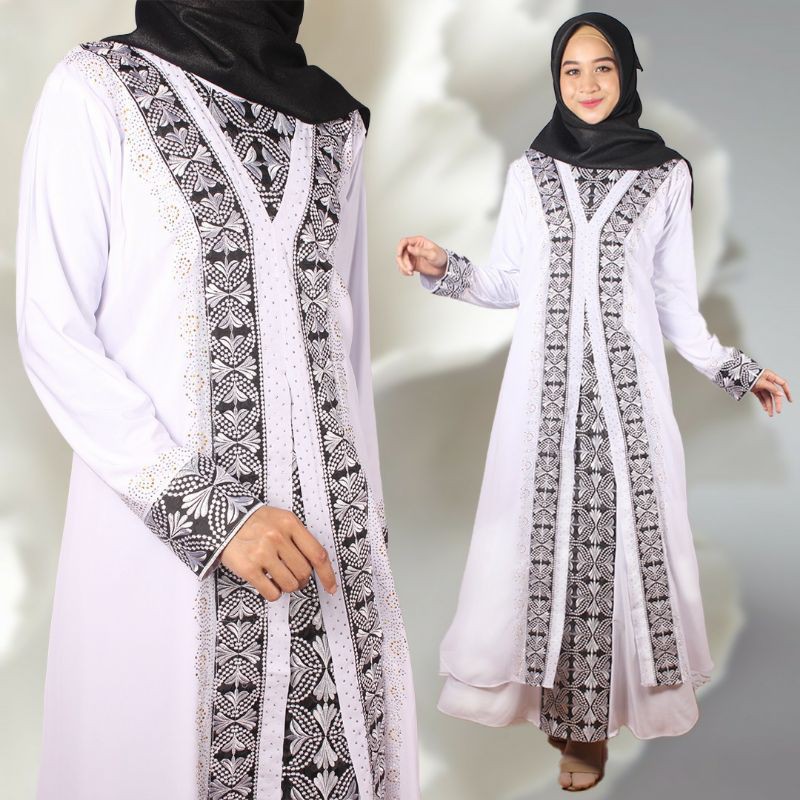 ( BEST SELLER ) GAMIS ABAYA TURKI  PUTIH  TERBARU