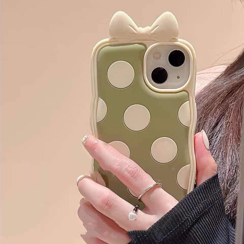 Case Motif Dotted Warna Hijau Army Untuk IPhone 12 13 11 Pro Max X Xs Max Xr