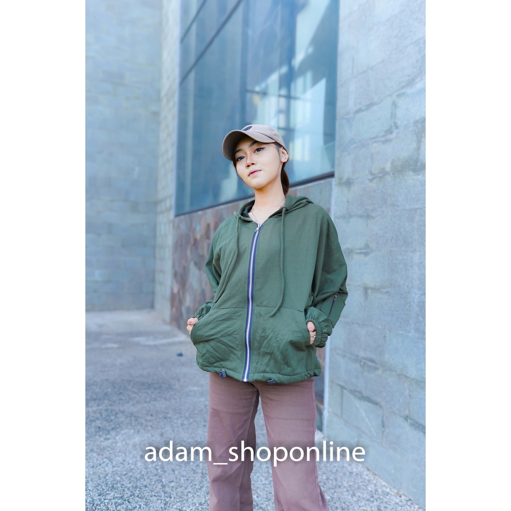 JAKET HOODIE WANITA -  JI WON JAKET - OVERSIZE - HOODIE ZIPPER - KOREAN STYLE - TREND