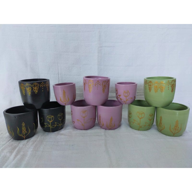 pot gerabah kaktus sekulen lukis | pot terakota | claypot unik dan lucu murah diameter 10 cm