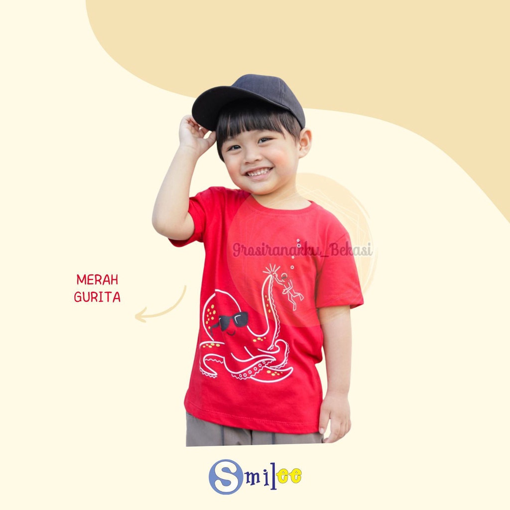 Kaos Anak Cowok Smilee Murah Size 1-5 Th