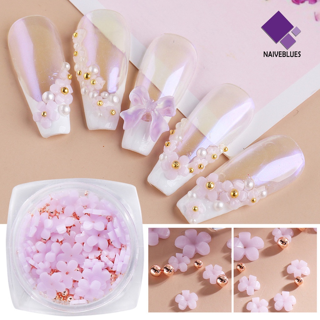 Naiveblue 1 Kotak Dekorasi Nail Art 3D Bahan Resin Warna Gradasi