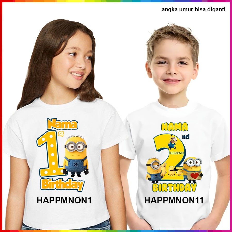 [FREE NAMA!!] Baju Kaos COUPLE  ANAK DAN DEWASA MINION BANYAK MOTIF