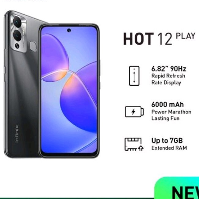 INFINIX HOT 12 PLAY HOT12 HOT12PLAY RAM 4GB ROM 128GB 4 128 GARANSI RESMI NEW ORI ASLI BARU