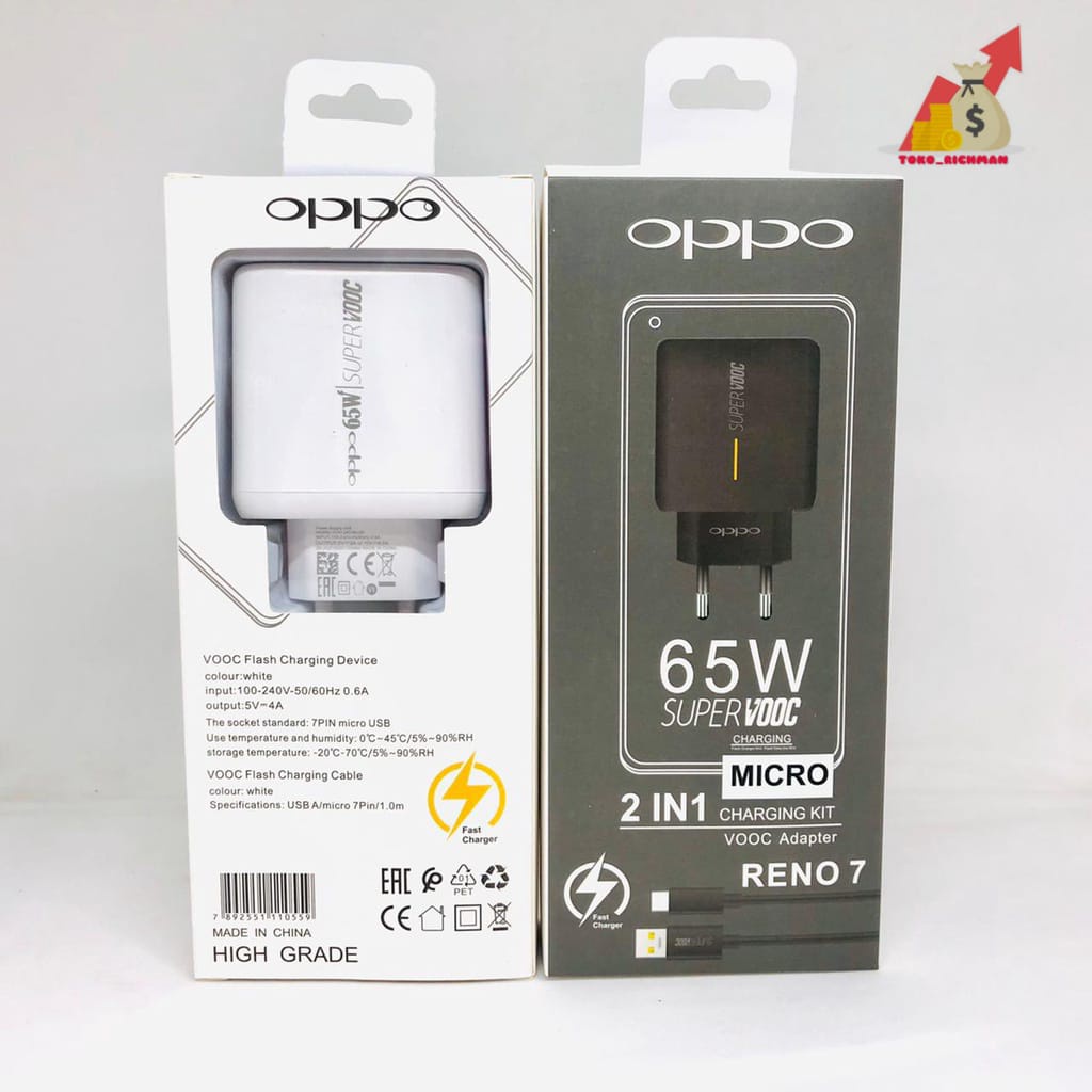 Charger Oppo Reno 7 Travel Charger Original Super Vooc 65w Micro USB Type C