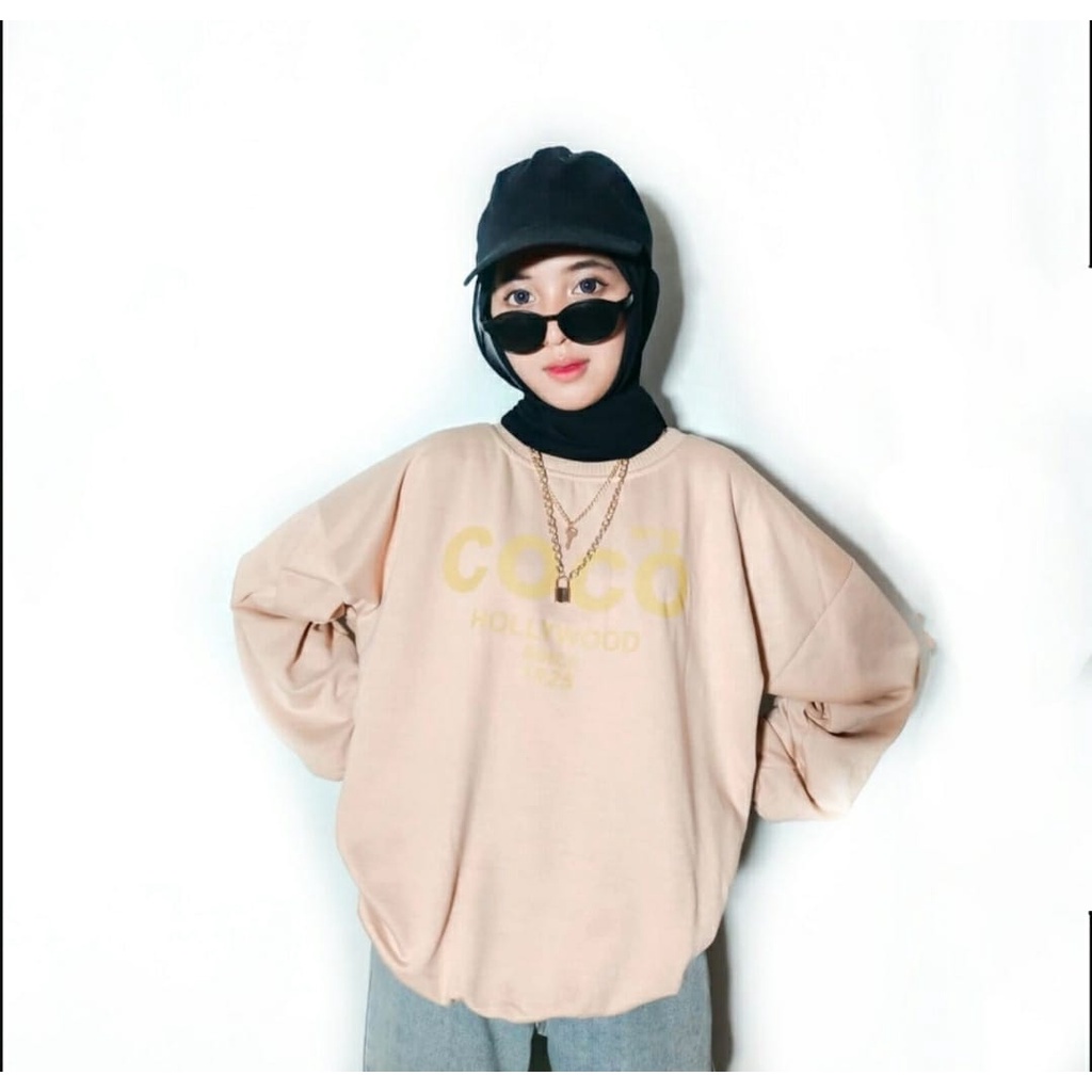 COCO 2XL 3XL Sweater Crewneck Oblong Oversize | Outerwear Pria Wanita Fashion Terkini Korean Style