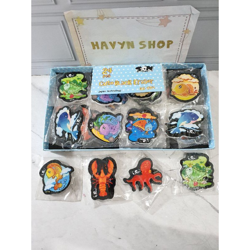 (24pc) penghapus murah/hapusan karakter/stip fancy/OB KECIL-Hewan Laut