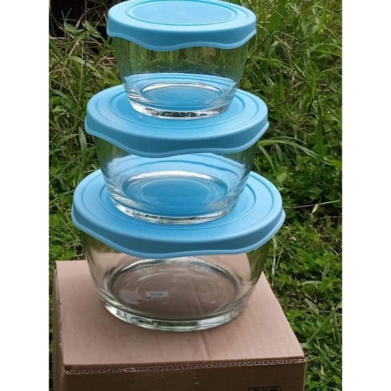 Kimglass Imperial Food Container 3 pcs (Mangkok Kaca Serbaguna)
