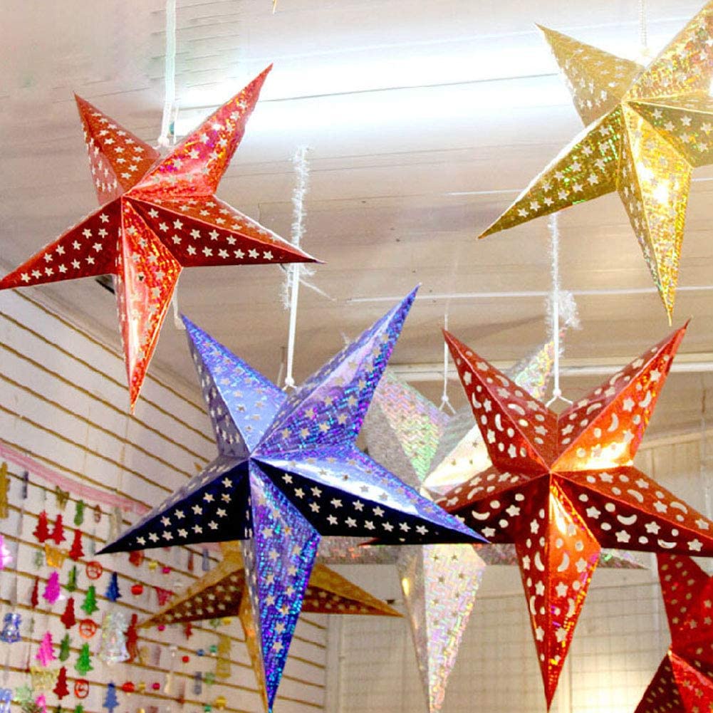 [Christmas Products] Christmas Five-Pointed Star Pendant Paper Shades Home Decoration Products