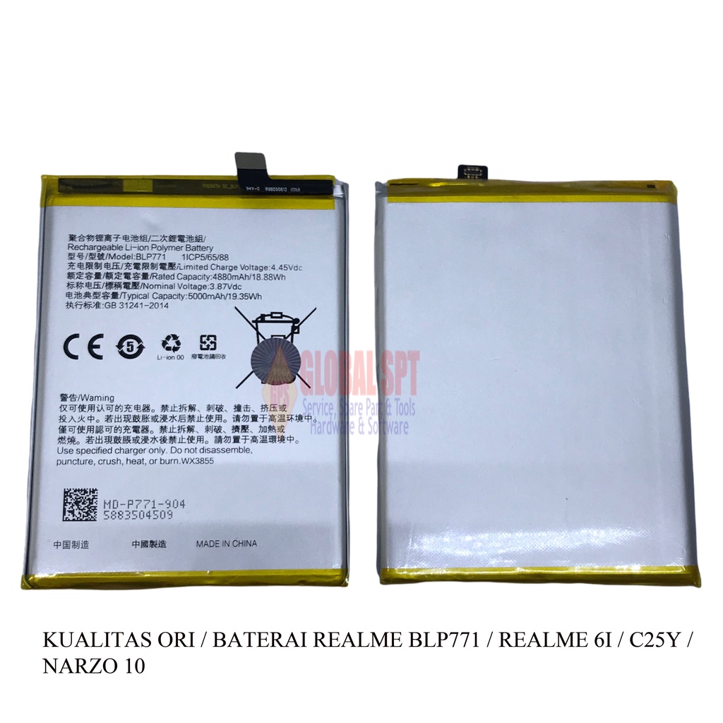 KUALITAS ORI / BATERAI REALME BLP771 / BATRE REALME 6I / BATERE C25Y / NARZO 10