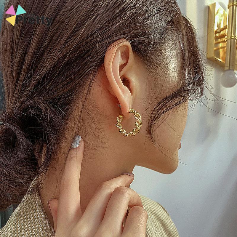 Anting Stud Model Rantai Rongga Bahan Logam Gaya Retro - PD