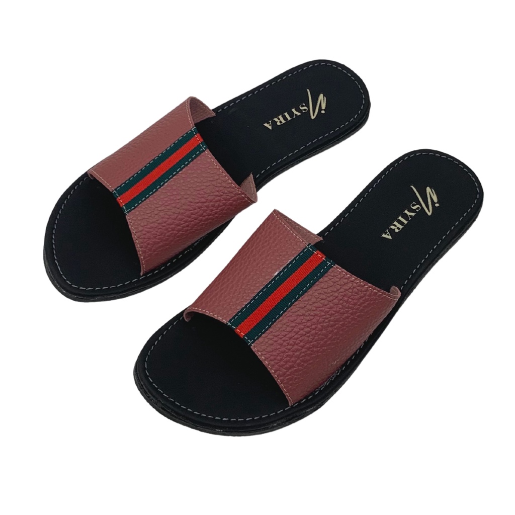 Insyira - Sandal Wanita Adriana  / Sandal Papirut Wanita Non Slip Alas Hitam / Sandal Wanita Slop Vertikal