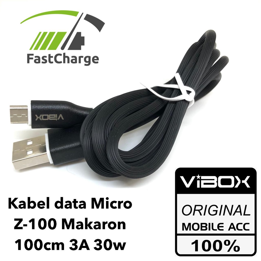 Kabel Data Vibox For Android Z100 MACARON A METER 3A 30W Kabel Charger Casan Vibox Micro dan Type-C