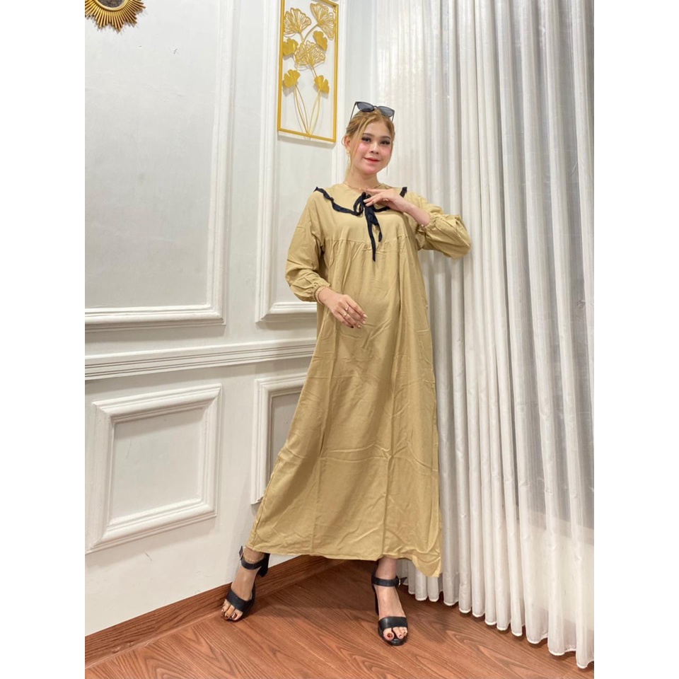 Sansen.id Longdress Raisa Soft Busui Homedress Wanita Panjang Rayon