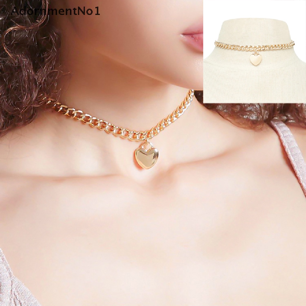 (AdornmentNo1) Kalung Choker Rantai Pendan Gembok Hati Gaya Punk Untuk Wanita