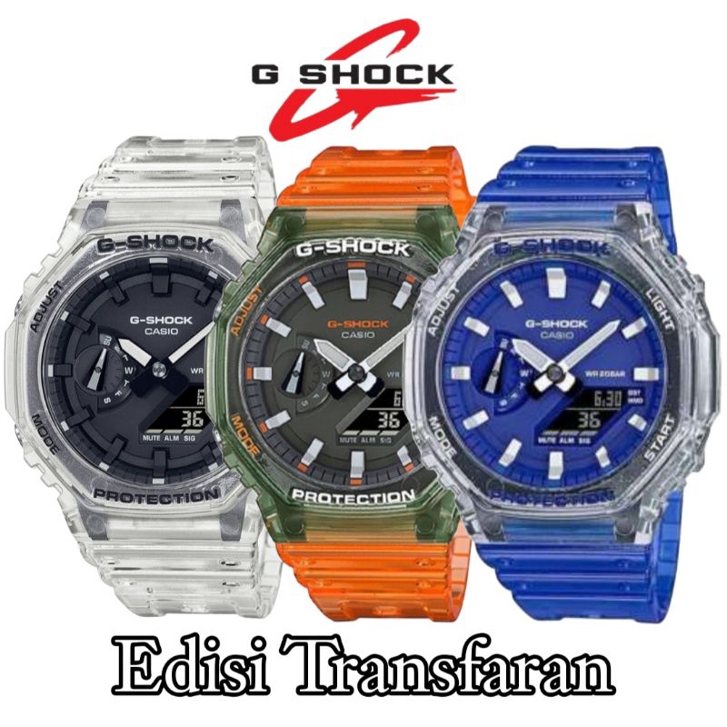  edisi transparan  jam tangan  g shock dual time ga2100