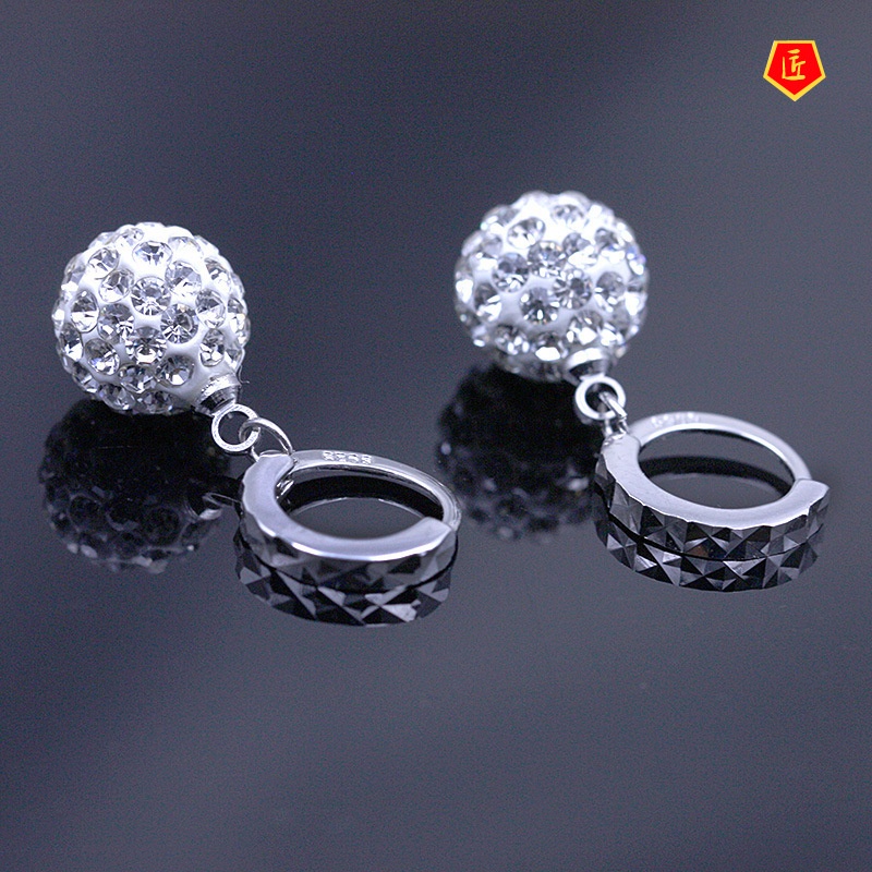 [Ready Stock]Fashion Personality Silver Full-Jeweled Stud Earrings