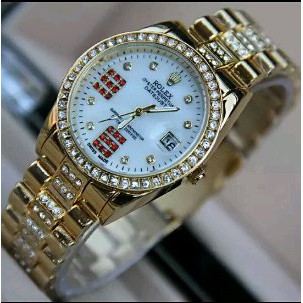 Dijual Jam Tangan Wanita Rolex Date Kaca Pembesar Gold Kw Super Murah