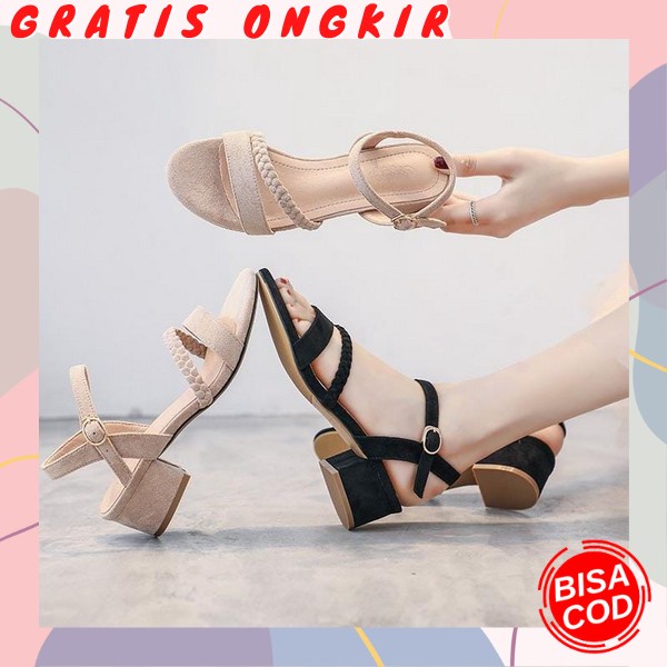 Cod- Sepatu Pesta Hak Tahu Wanita Terbaru -Heels Pesta Wanita Sepatu Hak Tali Import Hak Tahu Murah 