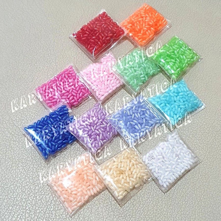 Mote Manik Padi 3 mm x 6 mm Warna Pastel (5 gram)
