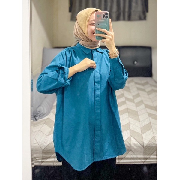 Diga blouse Poplin Shirt Kemeja Poplin Kemeja Linen Rami Polos by DAZPROJECT