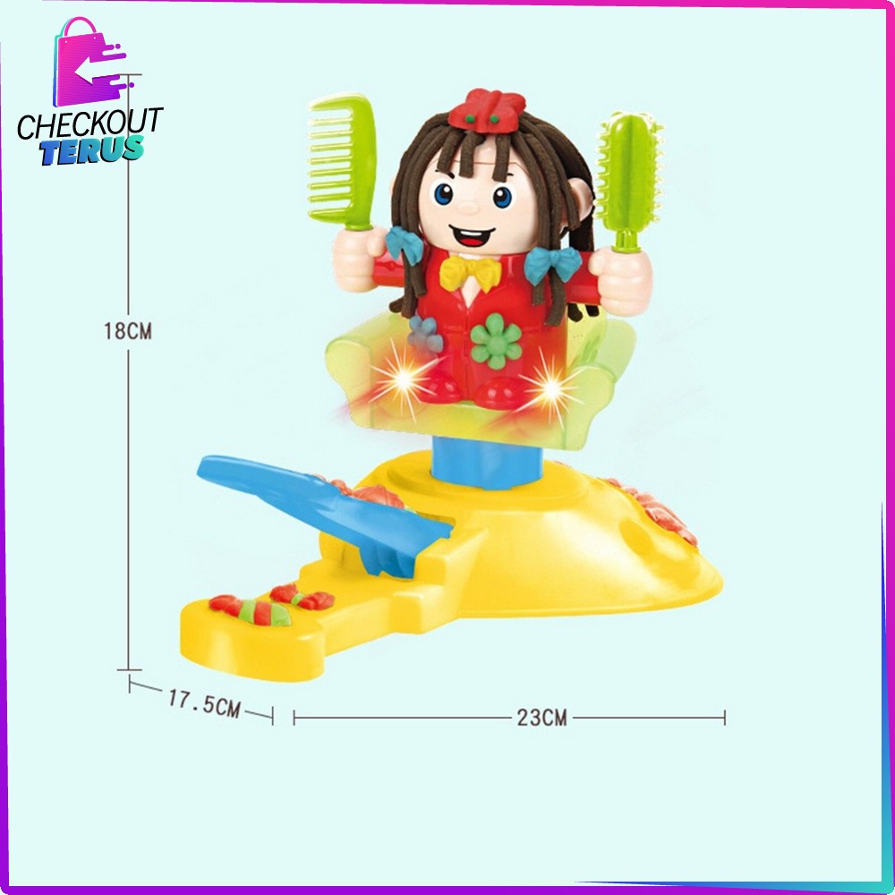 CT M154 Mainan Anak Pangkas Rambut Barbershop Styling Club Mainan Potong Rambut Pretend Play Salon Anak