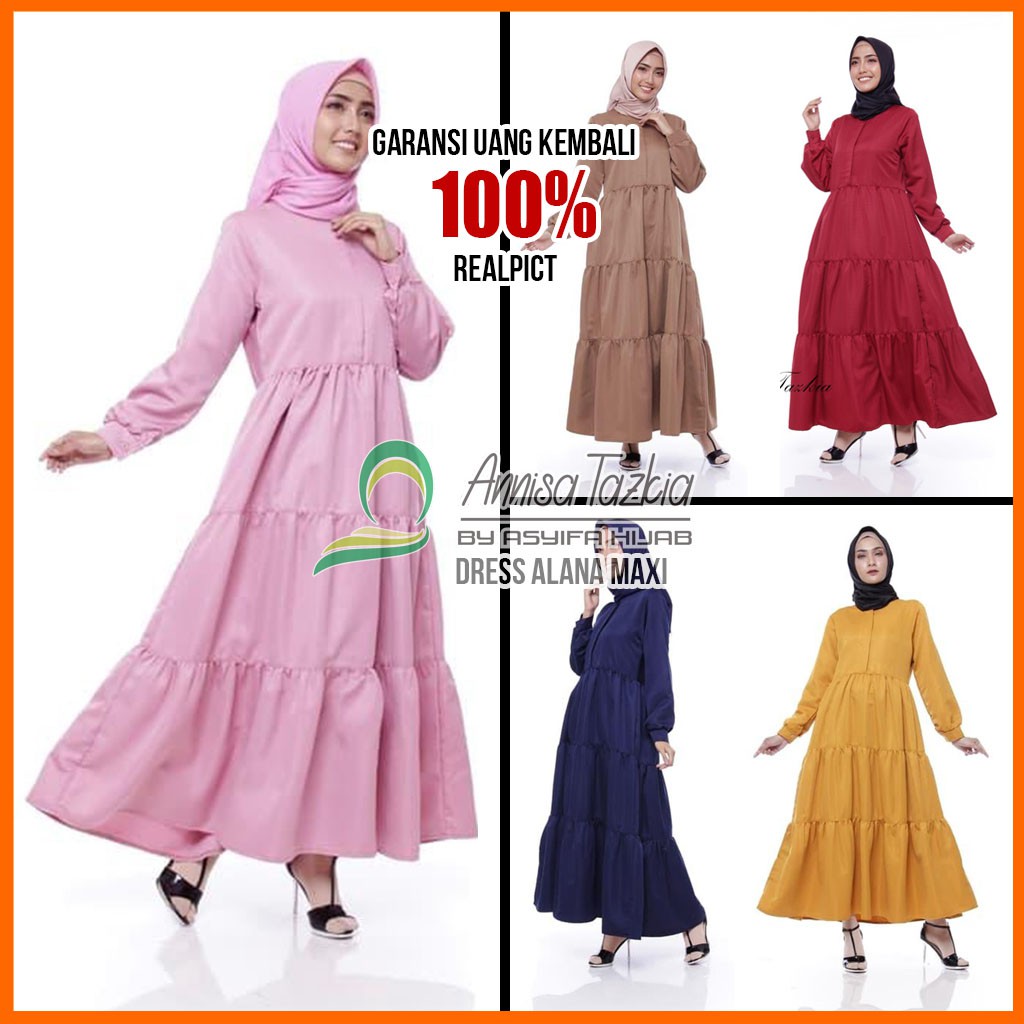 Dress Gamis Wanita Murah Syari Fashion Muslim Terbaru 2021 Syar'i | Alana Maxi | Asyifa Hijab