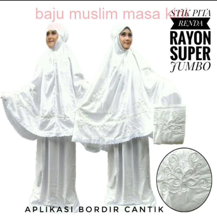 Mukena putih bahan katun tebal dan adem