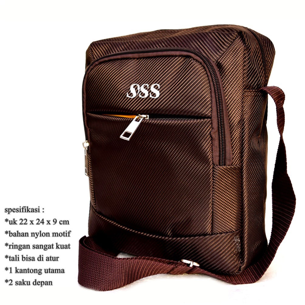 Tas kasual pria selempang Premium Brown Line
