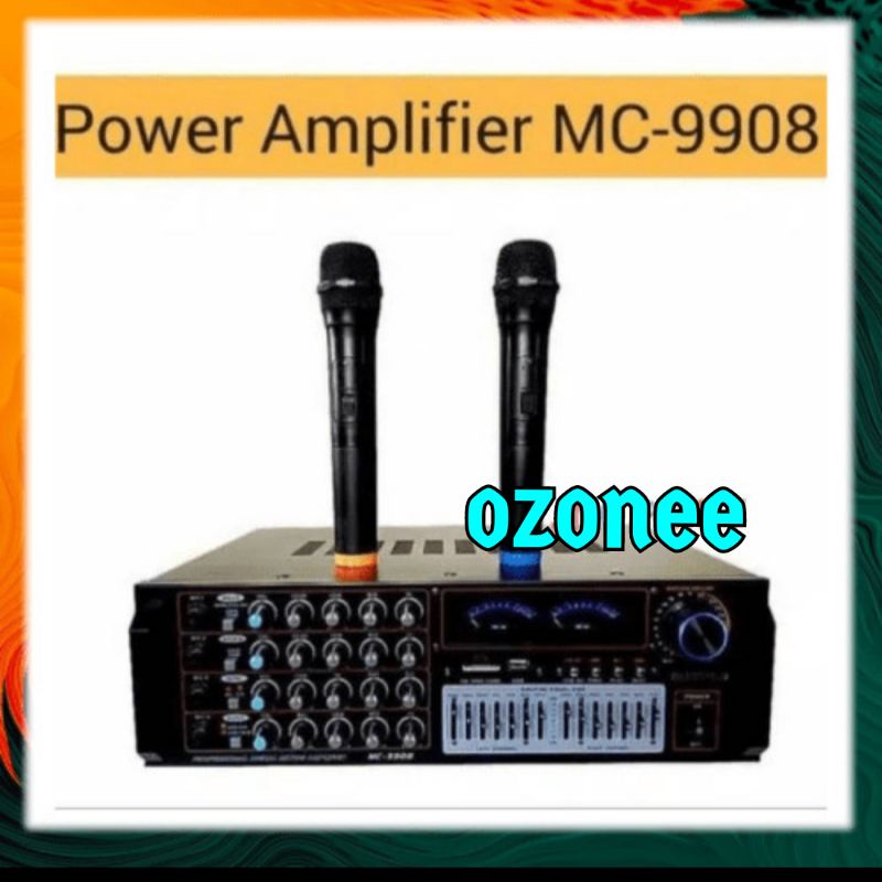 POWER AMPLI MARCOPOLO MC 9908 FREE 2 MIC WIRELESS BLUETOOTH ORIGINAL
