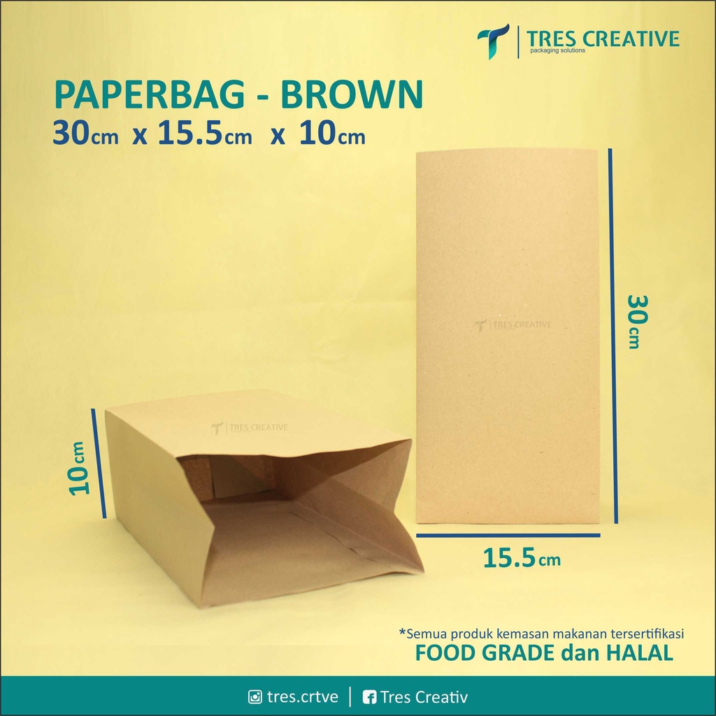 Jual Kantong Kertas Coklat Packaging Makanan Food Grade Kertas Roti Bungkus Roti Bungkus