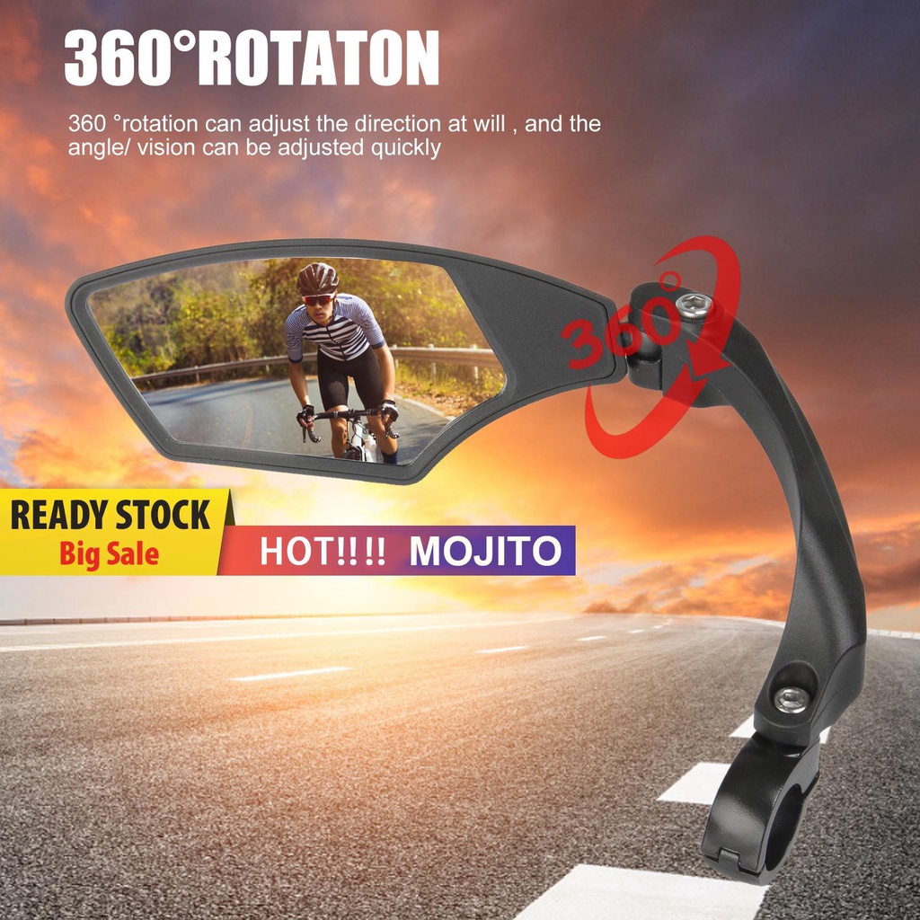 Kaca Spion Sepeda Rotasi 360 Derajat Adjustable Hd Anti Shock